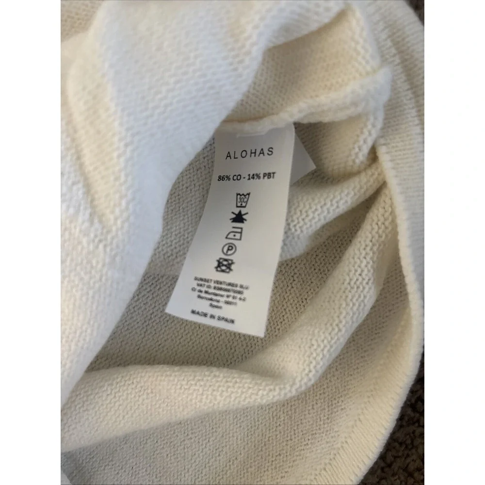 Alohas Peasant Corset Knit Top Size Large White Designed In Barcelona Made In EU - Picture 5 of 6